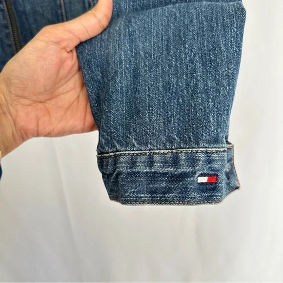 Tommy Hilfiger Women's Nautical Print Long Sleeve Full Zipper Denim Jacket sz SP - Picture 7 of 15